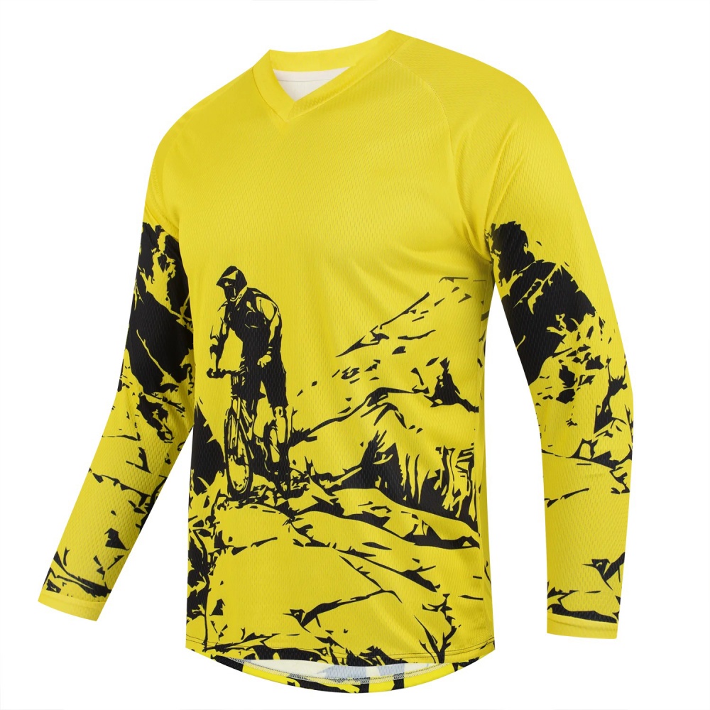 Mountain Biking Long Sleeve Shirt - Men's Outdoor Mountain Bike Print Long-Sleeve